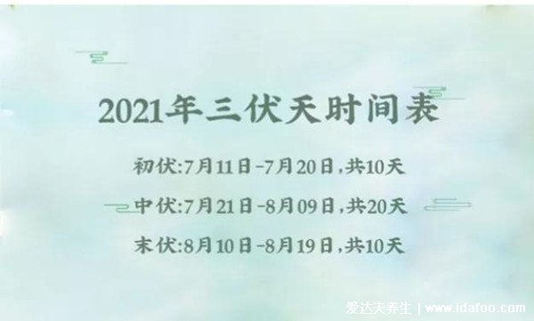 2021年入伏時(shí)間和出伏時(shí)間，三伏天具體時(shí)間(7月11日-8月19日)