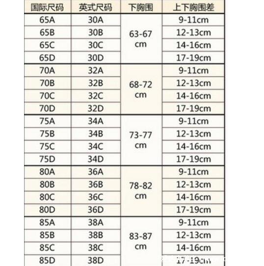 36d胸圍尺碼表d罩杯有多大，教你胸圍怎么測量才標(biāo)準(zhǔn)(圖片)